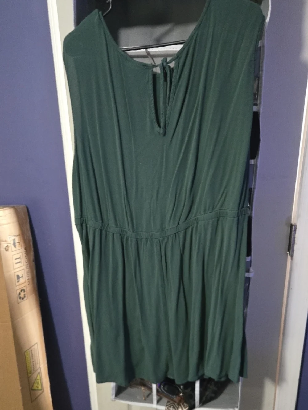 torrid Dark Green Sleeveless Tank  with Gathered Waist - Picture 2 of 3